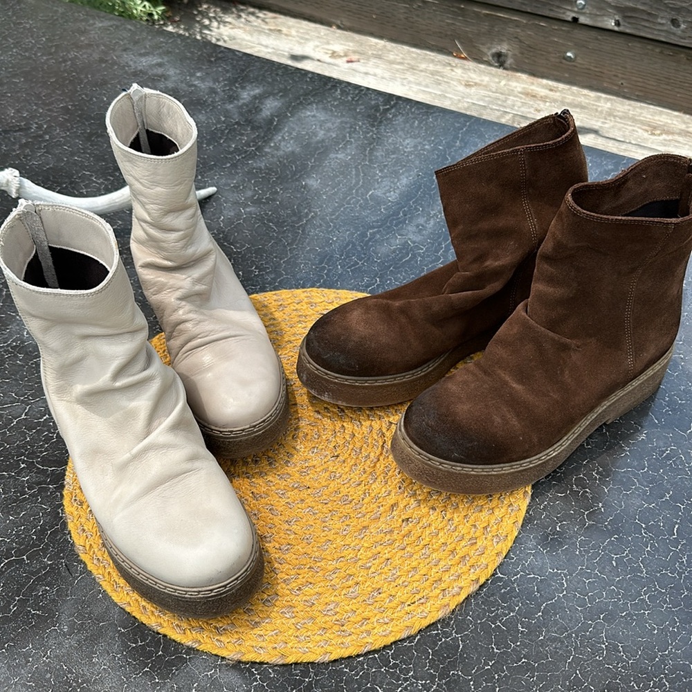 Buy two, get two. Boots sz 9/40 (brown) sz 9/39 (cream)